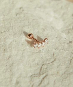 Astridandmiyu Curved Crystal Barbell In Rose Gold