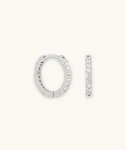 Astrid & Miyu Dia Base Hoops In Silver