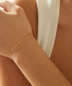 Astridandmiyu Double Chain Bracelet In Gold Bracelets