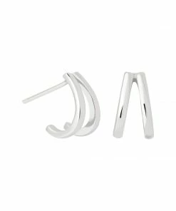Astrid & Miyu Double Bar Stud Earrings In Silver 8 Astrid & Miyu Double Bar Stud Earrings In Silver