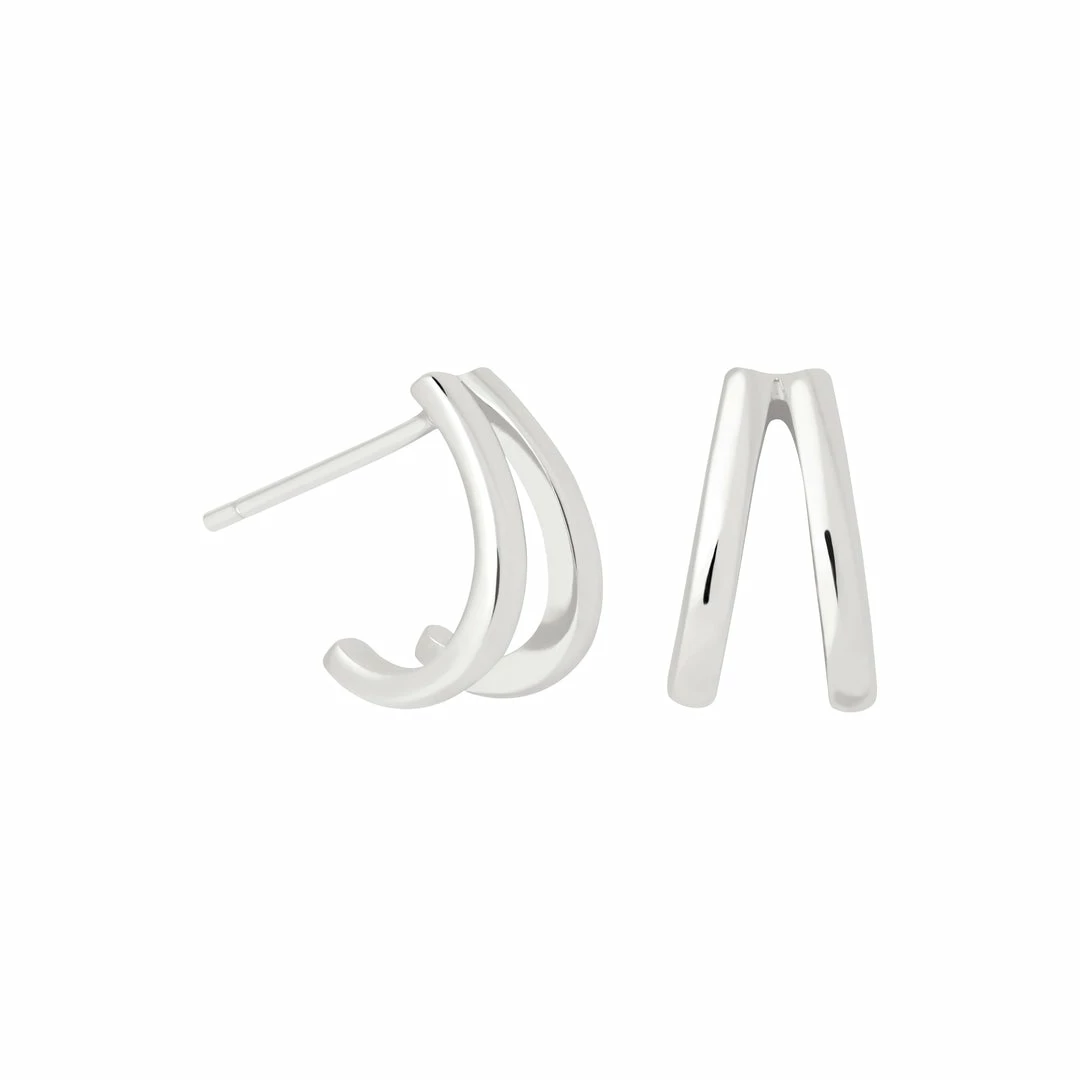 Astrid & Miyu Double Bar Stud Earrings In Silver 5 Astrid & Miyu Double Bar Stud Earrings In Silver
