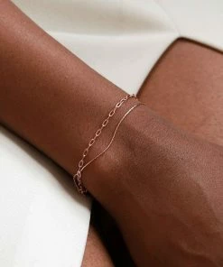 Astridandmiyu Double Chain Bracelet In Rose Gold Bracelets