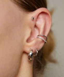 Astrid & Miyu Elemental Hoops In Silver Earrings