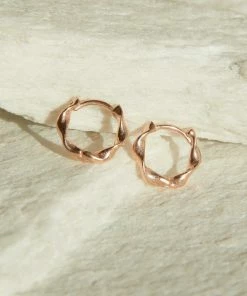 Astridandmiyu Elemental Huggies In Rose Gold Earrings