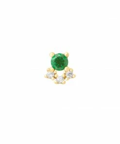 Astridandmiyu Emerald & Crystal Barbell In Gold
