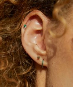 Astridandmiyu Emerald & Crystal Barbell In Gold