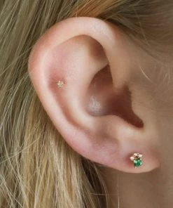 Astridandmiyu Emerald & Crystal Barbell In Gold