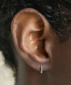 Astridandmiyu May Birthstone Huggies In Silver With Emerald CZ 11 Astridandmiyu May Birthstone Huggies In Silver With Emerald CZ