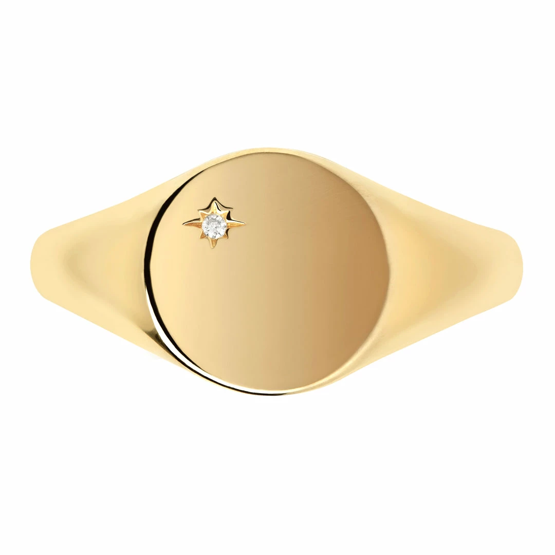 Astridandmiyu Rings Crystal Set Signet Ring In Gold 3 Astridandmiyu Rings Crystal Set Signet Ring In Gold