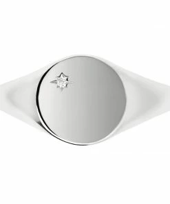 Astridandmiyu Crystal Set Signet Ring In Silver
