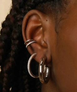 Astrid & Miyu Essential Medium Hoops In Silver Sale