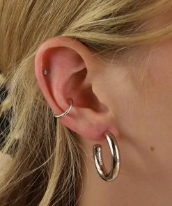 Astrid & Miyu Essential Medium Hoops In Silver Sale