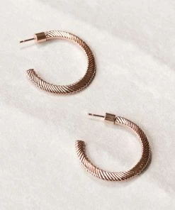 Astridandmiyu Etched Crystal Hoops In Rose Gold