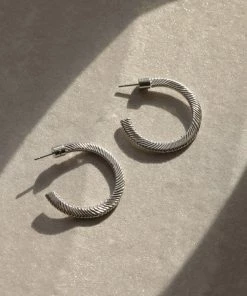 Astridandmiyu Sale Etched Crystal Hoops In Silver