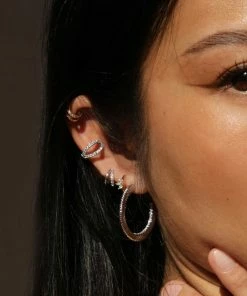 Astridandmiyu Sale Etched Crystal Hoops In Silver