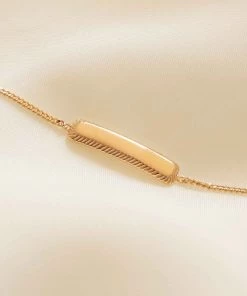 Astridandmiyu Bracelets Etched ID Bracelet In Gold