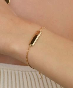 Astridandmiyu Bracelets Etched ID Bracelet In Gold