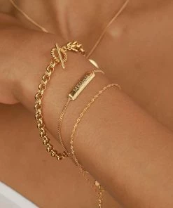 Astridandmiyu Bracelets Etched ID Bracelet In Gold