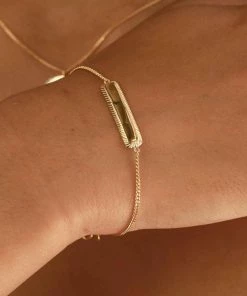 Astridandmiyu Bracelets Etched ID Bracelet In Gold