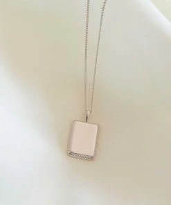 Astridandmiyu Etched ID Necklace In Silver