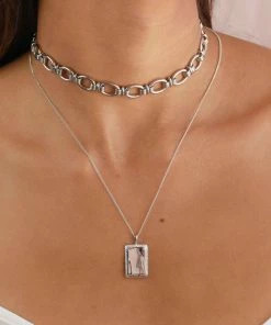 Astridandmiyu Etched ID Necklace In Silver