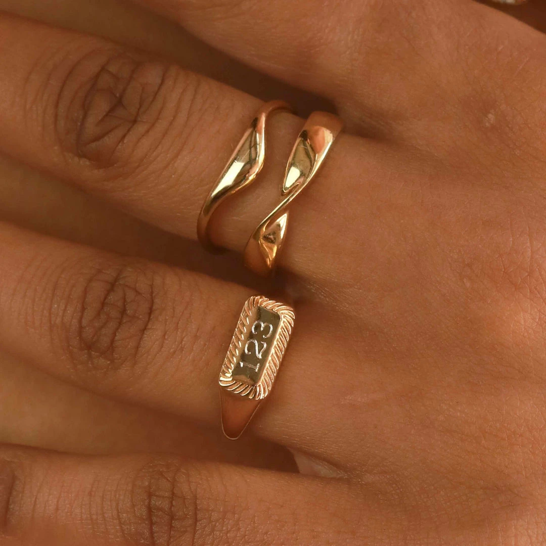 Astridandmiyu Etched Signet Ring In Gold 4 Astridandmiyu Etched Signet Ring In Gold