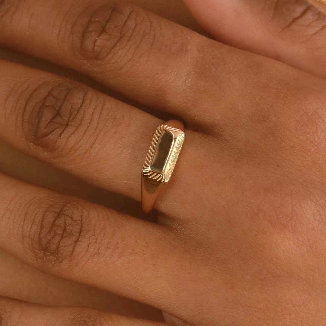 Astridandmiyu Etched Signet Ring In Gold 6 Astridandmiyu Etched Signet Ring In Gold