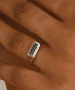 Astridandmiyu Etched Signet Ring In Silver