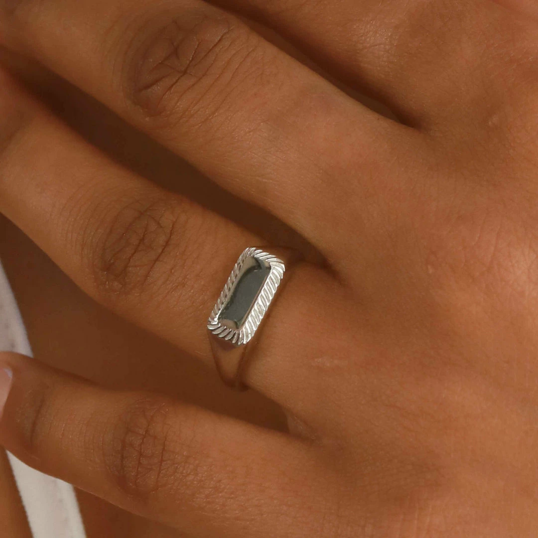 Astridandmiyu Etched Signet Ring In Silver 4 Astridandmiyu Etched Signet Ring In Silver