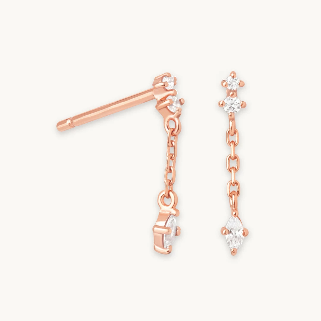 Astrid & Miyu Sale Ethereal Chain Stud Earrings In Rose Gold 3 Astrid & Miyu Sale Ethereal Chain Stud Earrings In Rose Gold