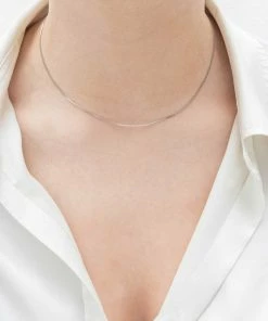 Astrid & Miyu Sale Fine Box Chain 40cm In Silver