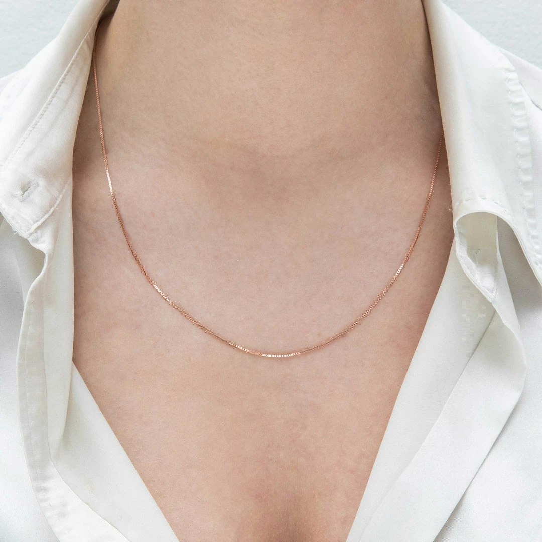 Astrid & Miyu Fine Box Chain 55cm In Rose Gold 6 Astrid & Miyu Fine Box Chain 55cm In Rose Gold