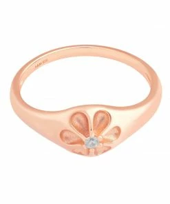 Astridandmiyu Flora Signet Ring In Rose Gold