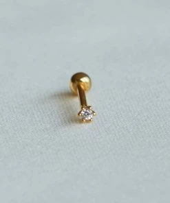 Astridandmiyu Flora Tiny Barbell In Gold