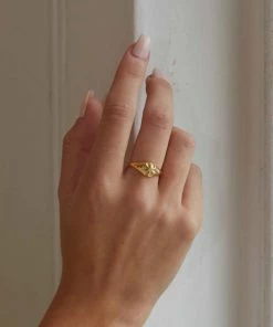 Astridandmiyu Sale Flora Signet Ring In Gold