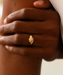Astridandmiyu Sale Flora Signet Ring In Gold