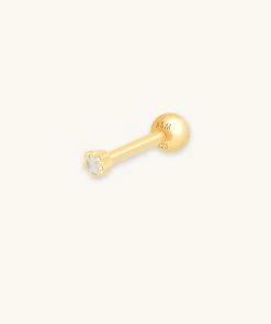 Astridandmiyu Flora Tiny Barbell In Gold
