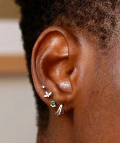 Astridandmiyu Best Sellers Flora Tiny Barbell In Silver