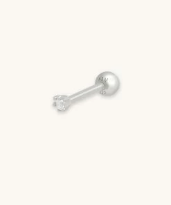 Astridandmiyu Best Sellers Flora Tiny Barbell In Silver