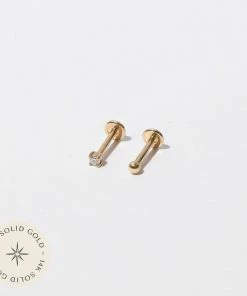 Astrid & Miyu Earrings Diamond Piercing Stacking Set In Solid Gold