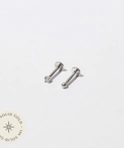Astrid & Miyu Diamond Piercing Stacking Set In Solid White Gold Earrings
