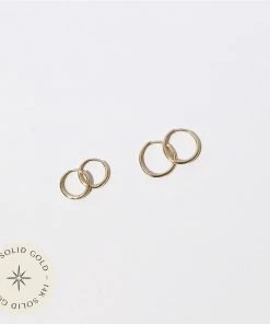 Astrid & Miyu Essential Hoop Stacking Set In Solid Gold Earrings