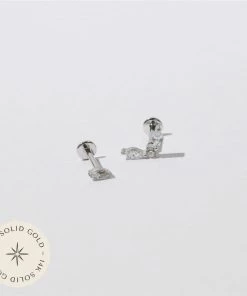 Astrid & Miyu Marquise Piercing Stacking Set In Solid White Gold