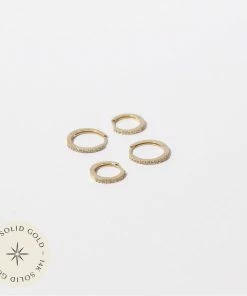 Astrid & Miyu White Topaz Hoop Stacking Set In Solid Gold