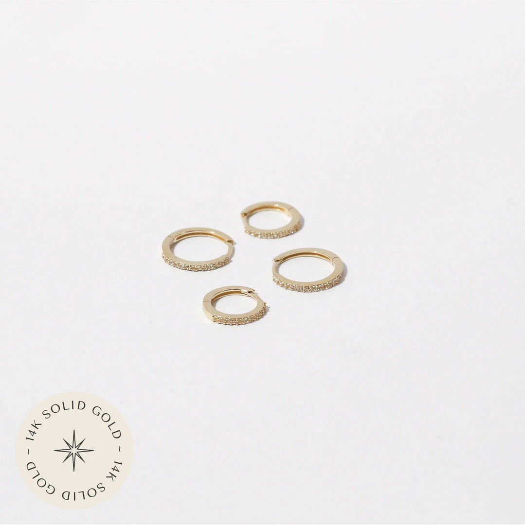 Astrid & Miyu White Topaz Hoop Stacking Set In Solid Gold 4 Astrid & Miyu White Topaz Hoop Stacking Set In Solid Gold