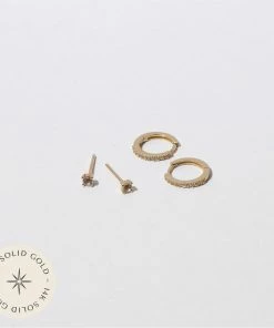 Astrid & Miyu White Topaz Stacking Set In Solid Gold