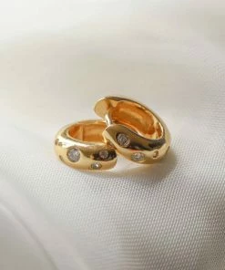 Astrid & Miyu Sale Gleam Bold Huggies In Gold 9 Astrid & Miyu Sale Gleam Bold Huggies In Gold