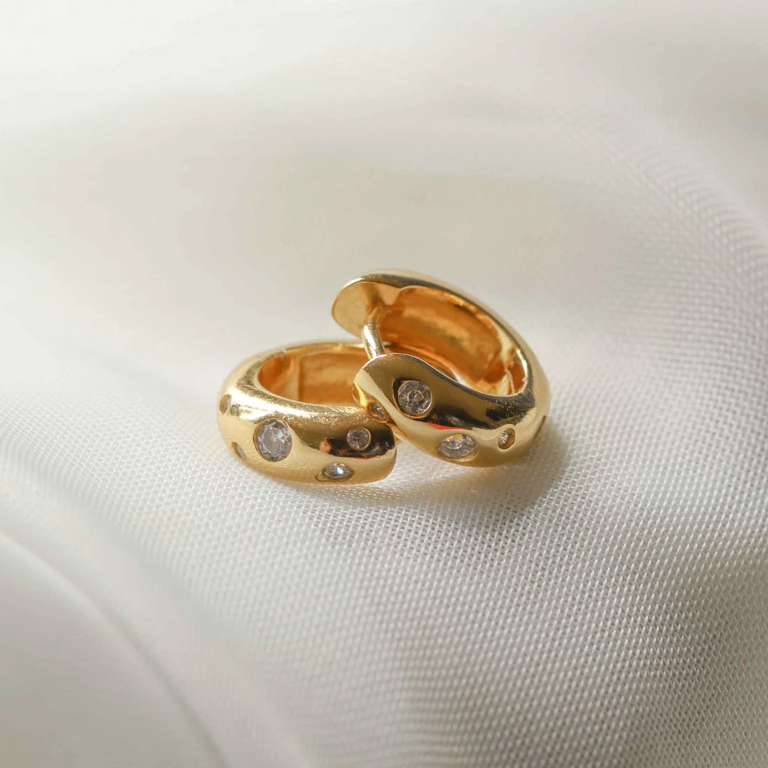 Astrid & Miyu Sale Gleam Bold Huggies In Gold 5 Astrid & Miyu Sale Gleam Bold Huggies In Gold