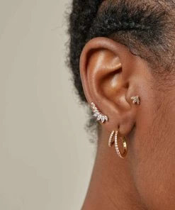 Astridandmiyu Navette Fan Barbell Earring In Gold