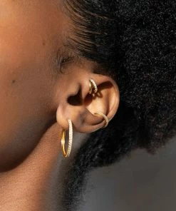 Astrid & Miyu Best Sellers Illusion Crystal Hoop 6.5mm In Gold